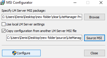 MSI configurator